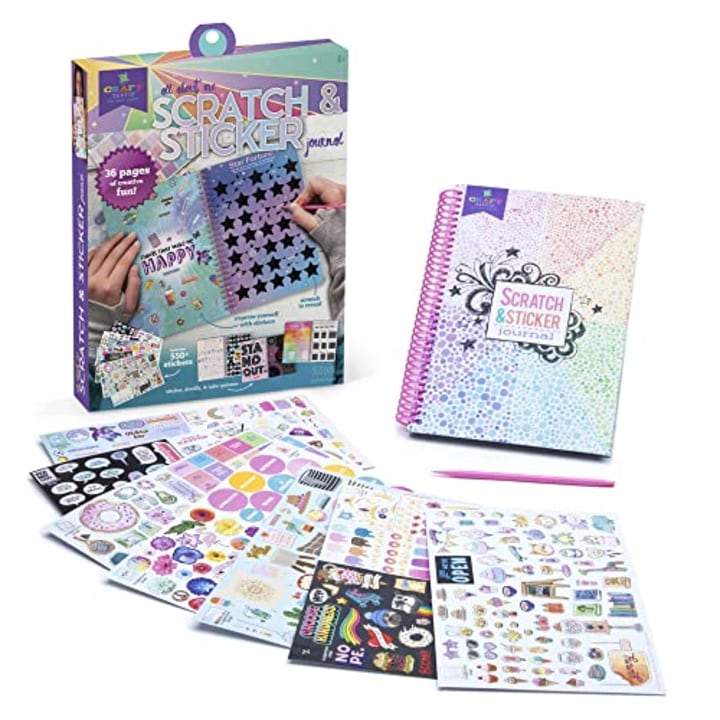 Craft-tastic - Scratch and Sticker Interactive Journal - Activity Book Packed with Fun Quizzes, 550+ Stickers, Creative Doodle Prompts, and More!