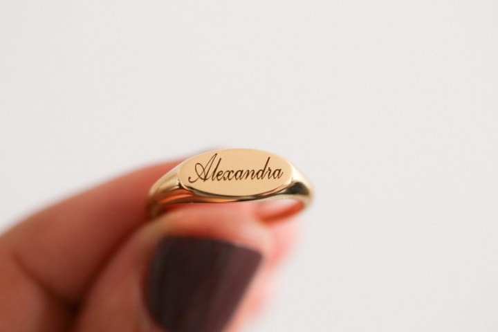 Oval Signet Ring - Dainty Signet - Personalized Ring - Sterling Silver or 14k Gold Vermeil - Engraved Signet Ring - Name Ring