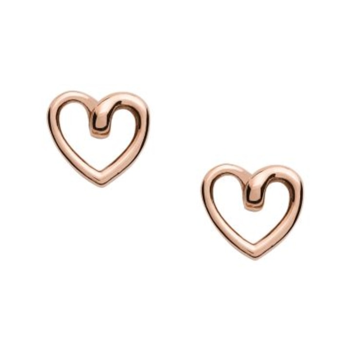 Fossil Rose Gold Heart Stud Earrings