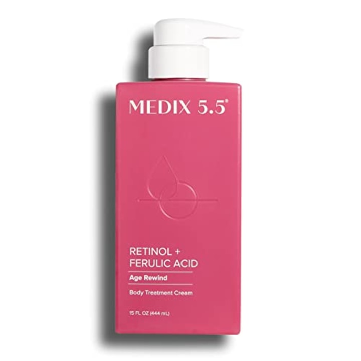 Medix 5.5 Retinol Body Lotion Firming Moisturizer &amp; Crepey Skin Care Treatment, Anti Aging Retinol Body Cream Targets Look Of Wrinkles, Sagging Skin, Stretch Marks, &amp; Sun Damaged Dry Skin, 15 Fl Oz