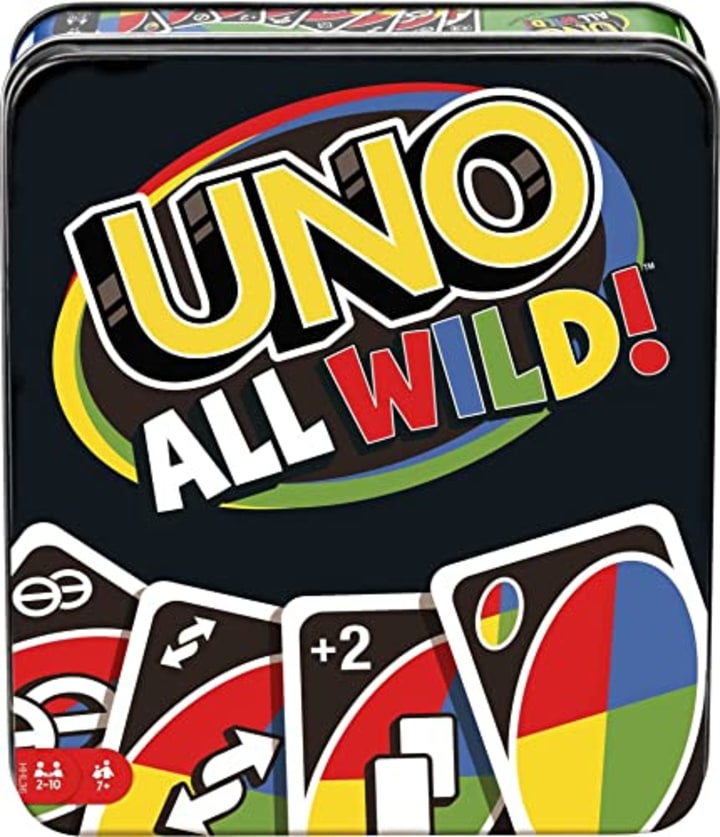 UNO All Wild Card Game for Family Night, Travel Game In Collectible Tin Where All Cards Are Wild, 2-10 Players [Amazon Exclusive]