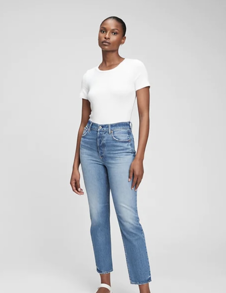 Mom jeans: high waisted Mom jeans were a big trend and the high
