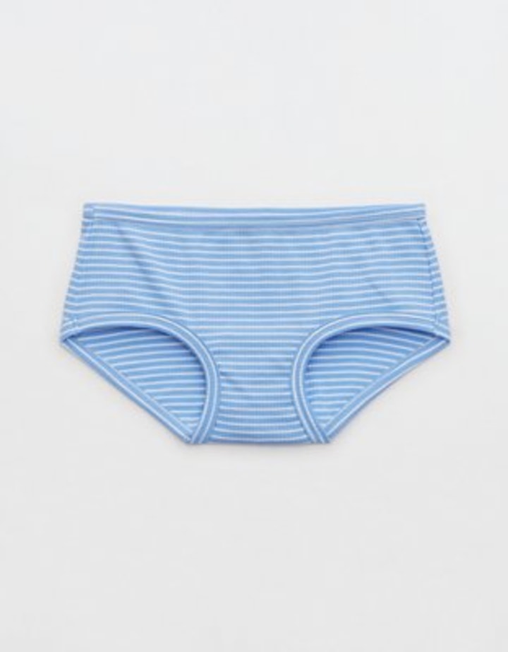 Cotton On branded ribbed cotton bikini boxers in gray