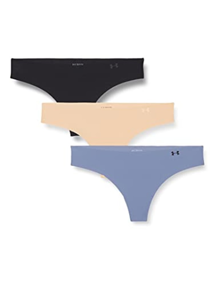 3 Pack Women's Breathable Seamless Thong Panties No Show Underwear, So-1, S  
