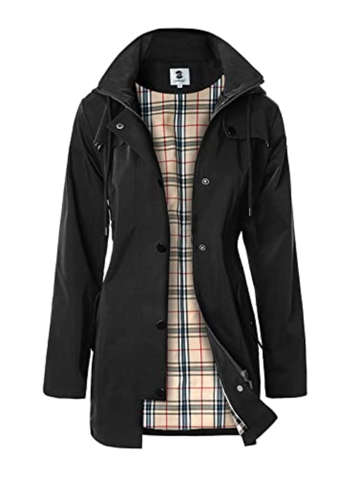 Women&#039;s Long Hooded Rain Jacket Outdoor Raincoat Windbreaker