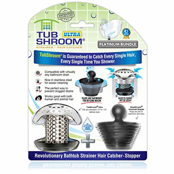 TubShroom Ultra Revolutionary Bathtub Drain Guard Hair Guard/Stainer/Trap, Stainless Steel, Stainless Combination