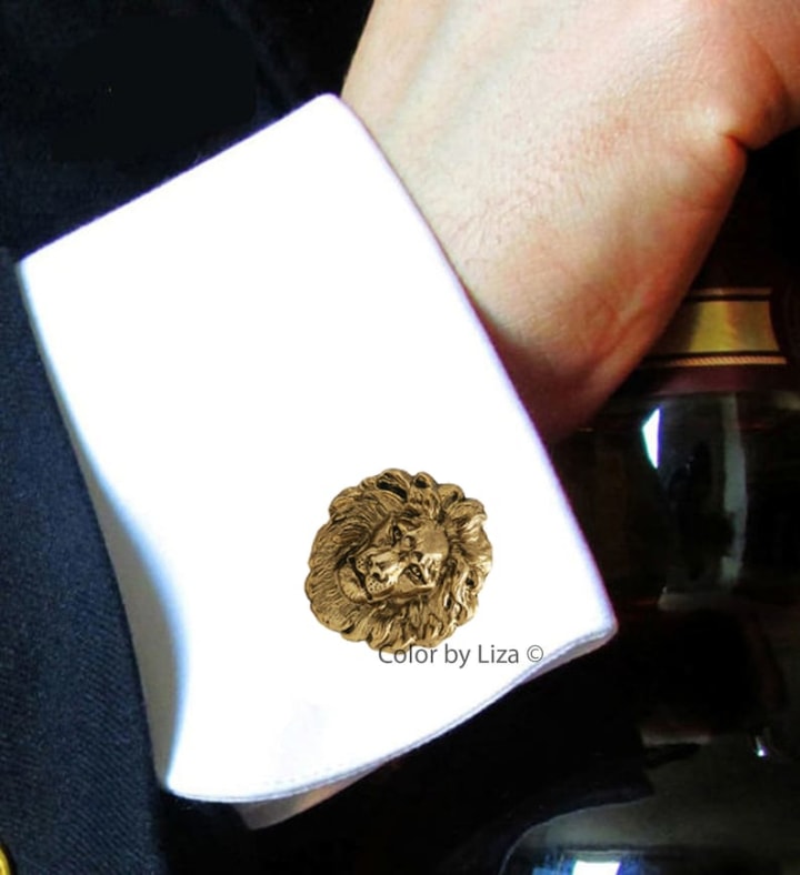 Antique Gold Lion Head Cufflinks