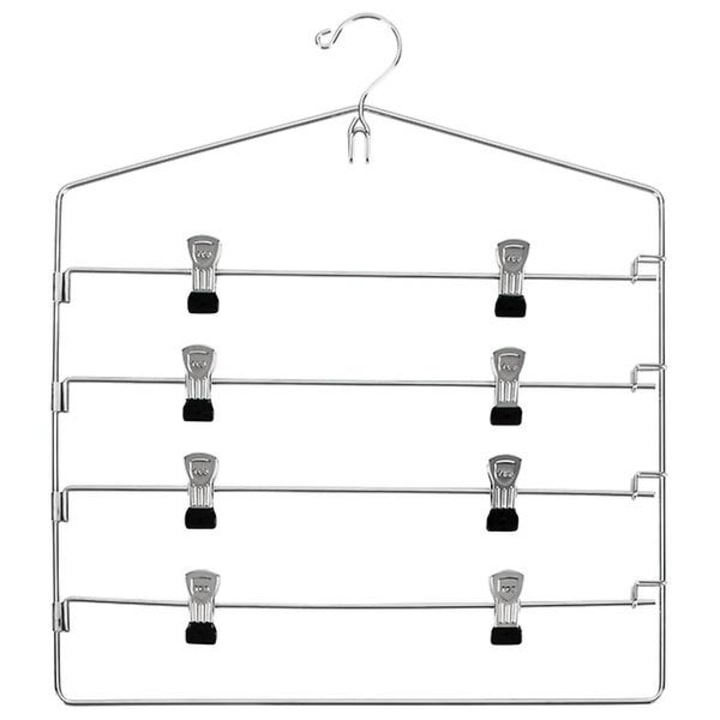 The Container Store Chrome Metal 4-Tier Swing-Arm Skirt Hanger
