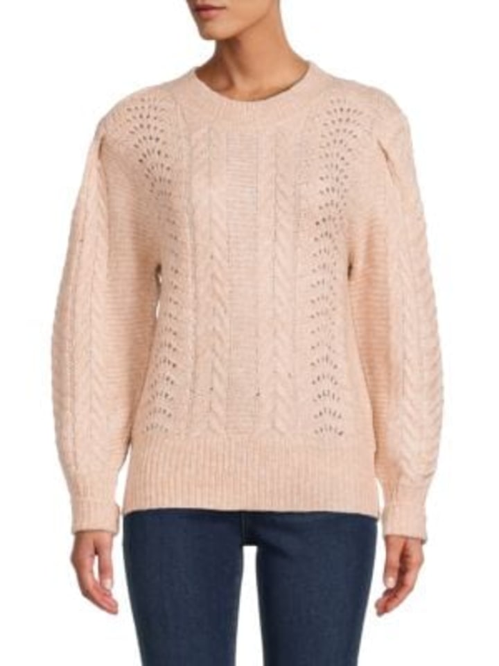 Cable Knit Wool Blend Sweater