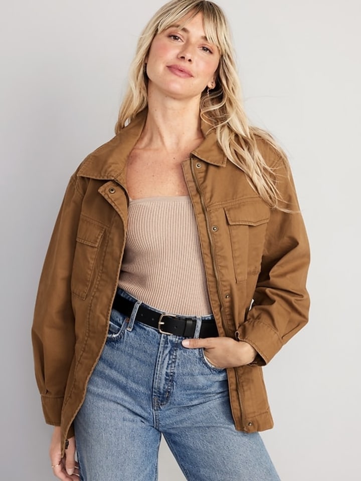 Cinched-Waist Utility Jacket for Women