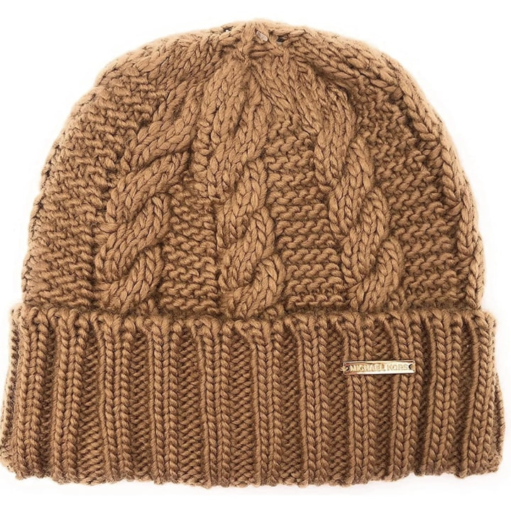 Cable Knit Fleece Lined Beanie Camel