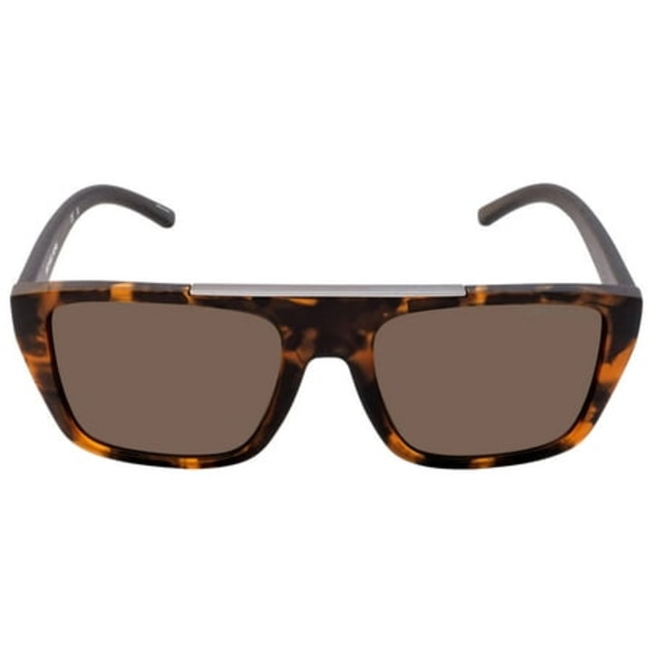 Dark Brown Solid Browline Men's Sunglasses