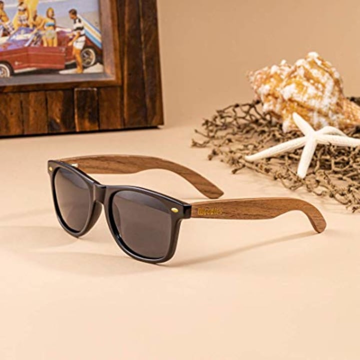 Walnut Wood Sunglasses with Dark Polarized Lenses