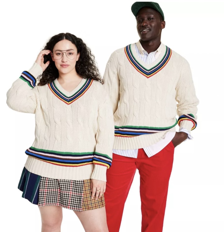 Croquet Stripe Cable Knit Sweater