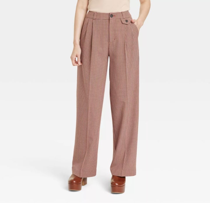 High-Rise Relaxed Fit Full Length Baggy Wide Leg Trousers