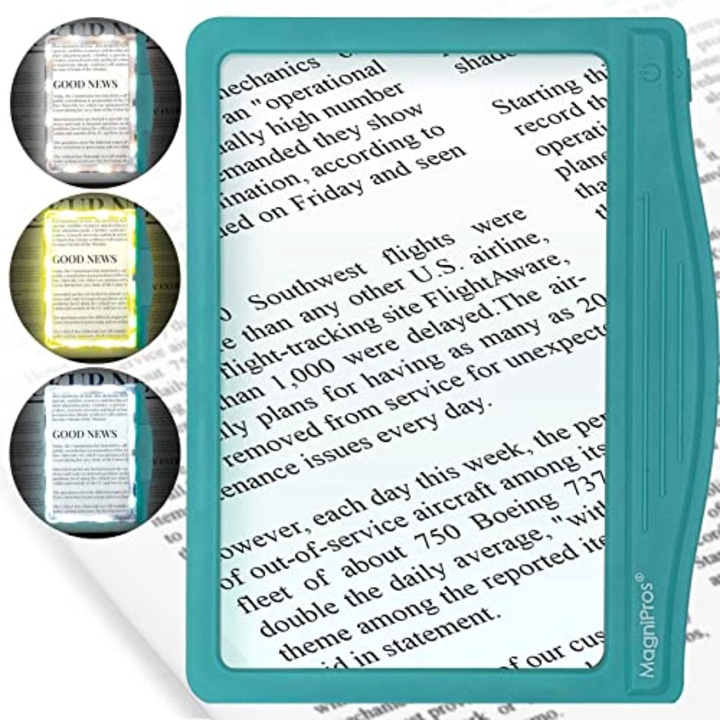 5X Large Ultra Bright LED Page Magnifier with Anti-Glare & Dimmable LEDs