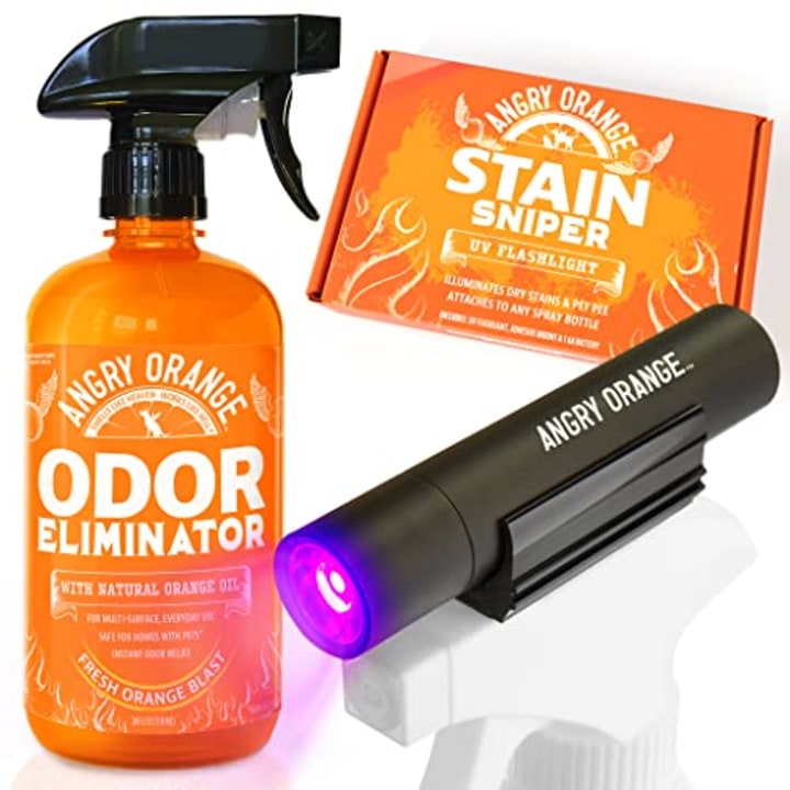 Angry Orange Pet Odor Eliminator Spray And UV Flashlight