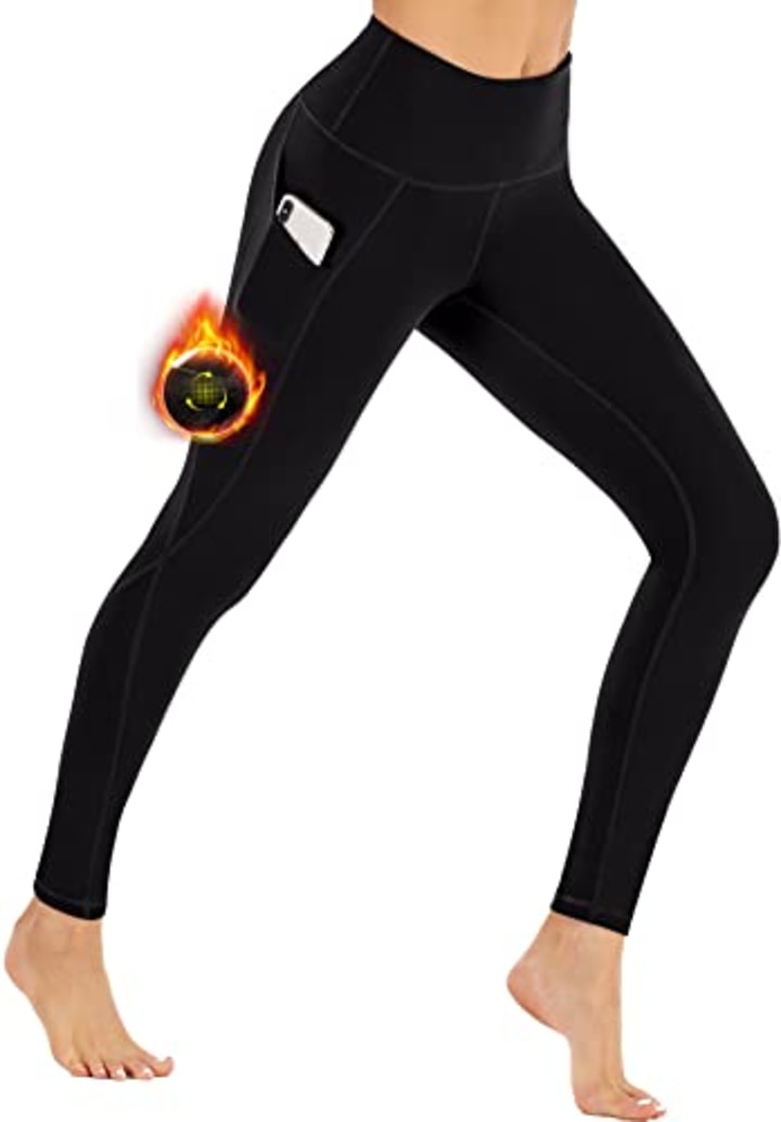 IUGA Fleece Lined Leggings with Pockets for Women Thermal Yoga Pants Winter  Workout Leggings with Pockets for Women Black at  Women's Clothing  store
