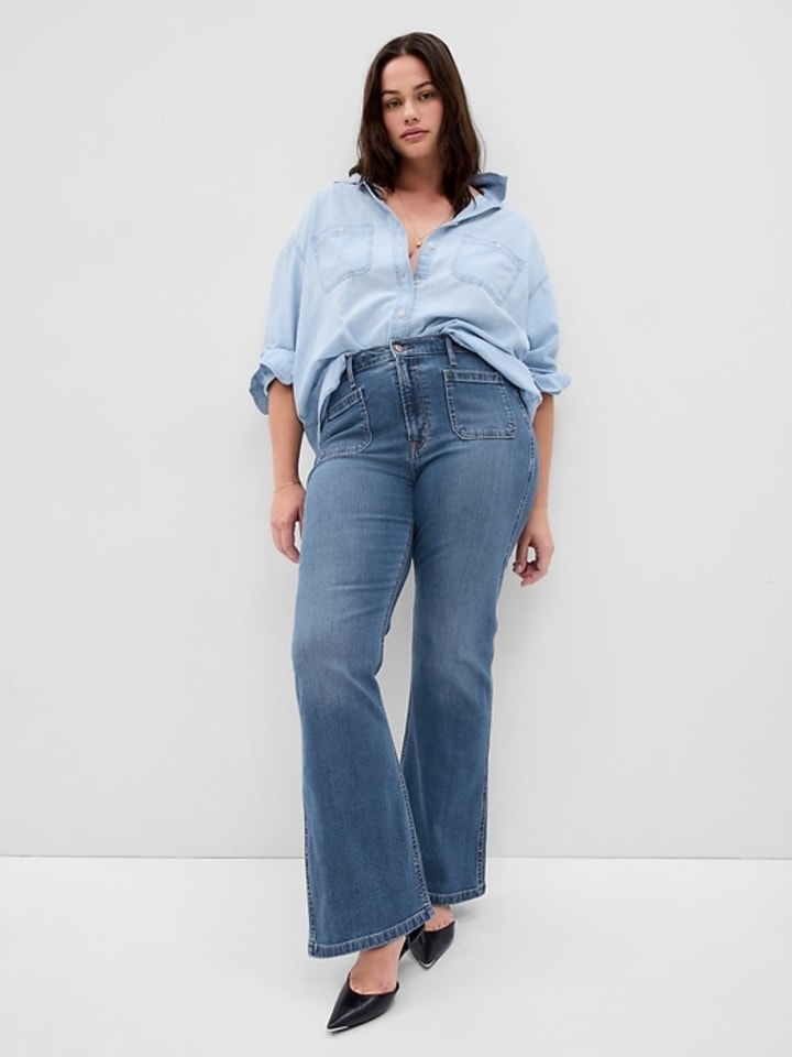 Buy Gap Blue High Waisted 70's Flare Jeans from Next Ireland