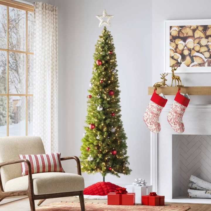 7' Pre-lit Slim Alberta Spruce Artificial Christmas Tree Clear Lights