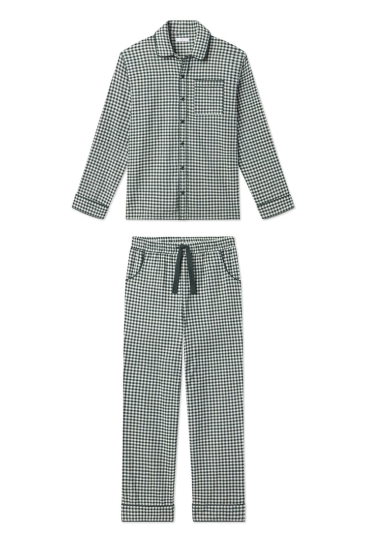 Men's Flannel Piped Pants Set in Conifer Gingham