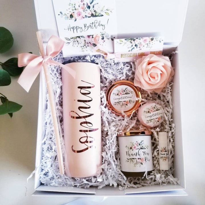 Personalized Floral Birthday Box
