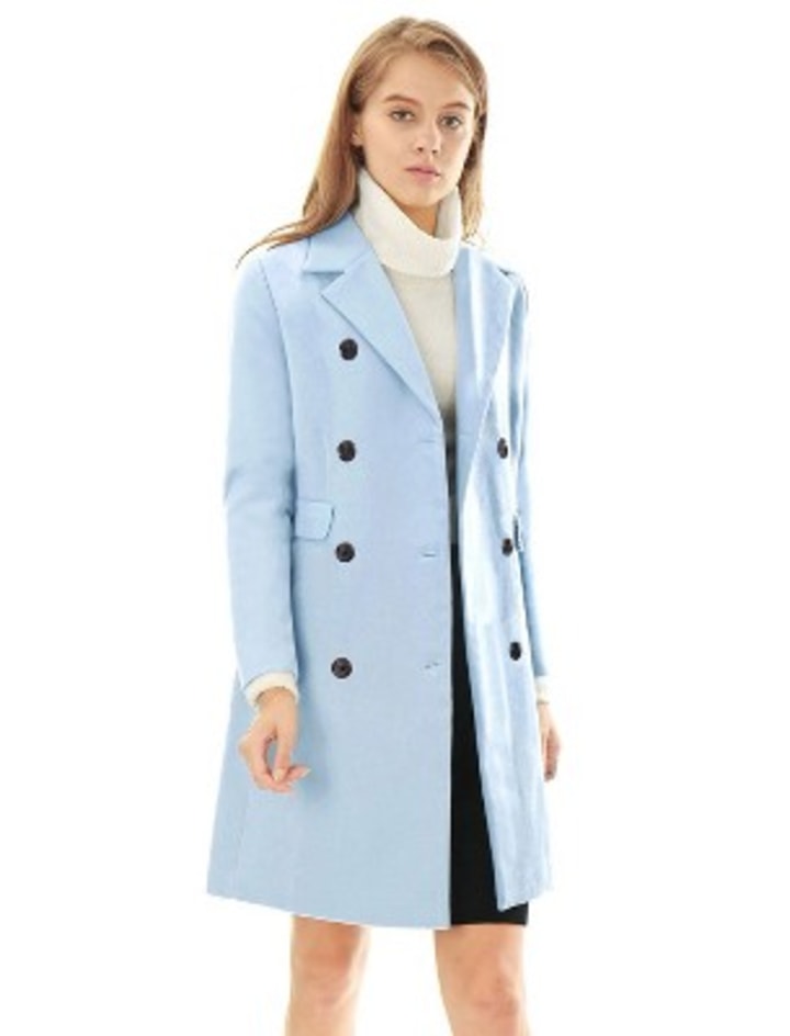 Women's Long Notched Lapel Double Breasted Overcoat