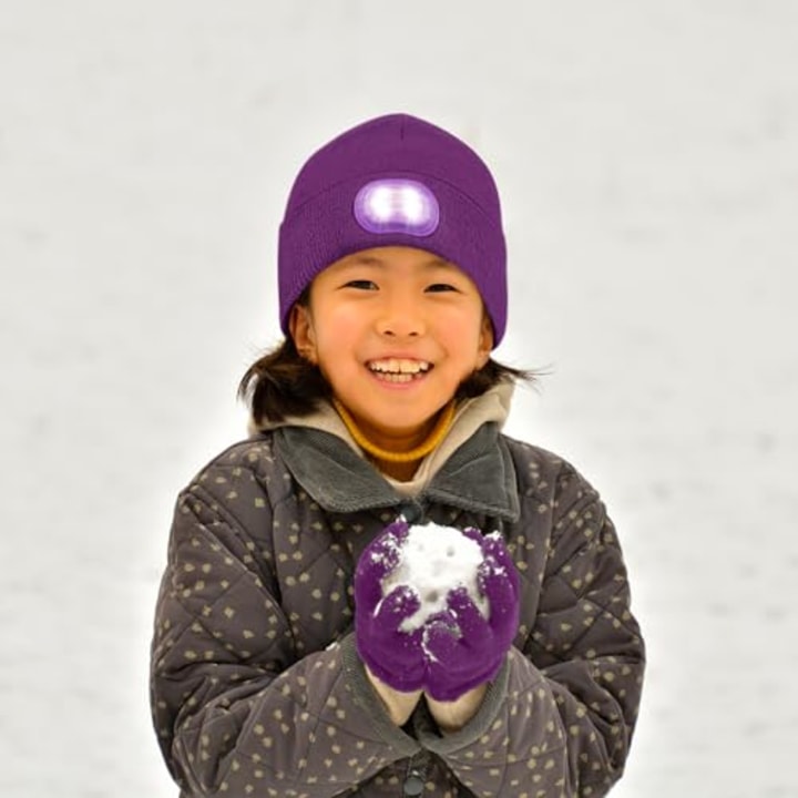Head Lightz Beanie and Glove Set with Charger (Purple)