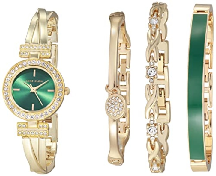 Anne Klein Women's Premium Crystal-Accented Bangle Watch