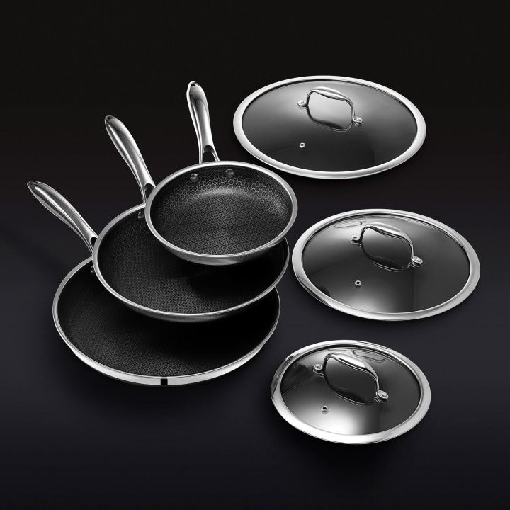 6pc HexClad Hybrid Cookware Set w/ Lids