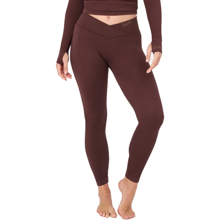 Sustainable Seamless Ribbed Crossover Waist Thermal Leggings