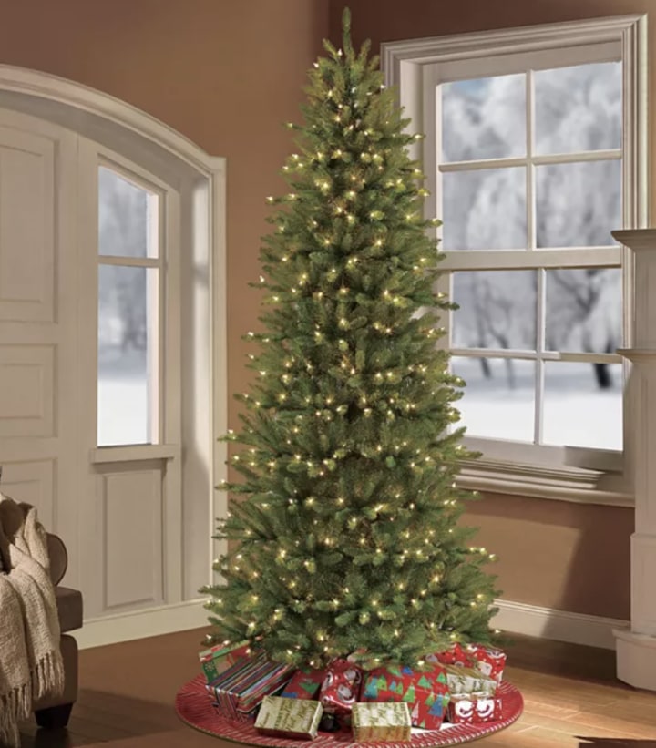 International 10ft. Pre-Lit Slim Franklin Fir Artificial Christmas Tree