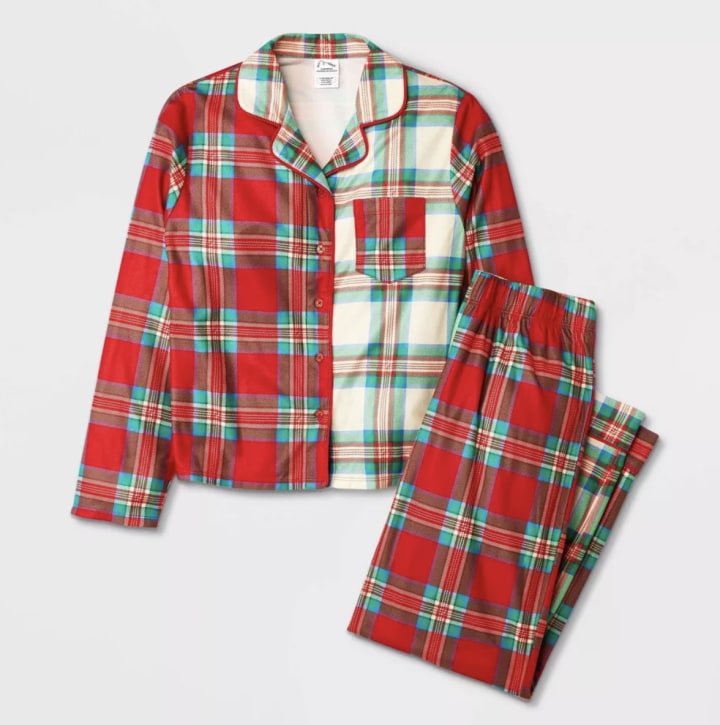 Girls' 2pc Flannel Long Sleeve Coat Pajama Set
