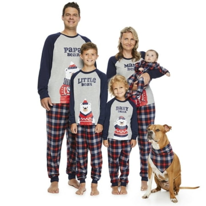 Jolly Jammies Men's Plaid Bear Holiday Matching Family Pajamas Sleepwear Set, 2-Piece