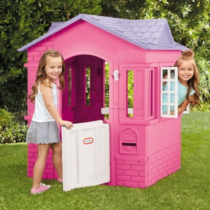 Little Tikes Cape Cottage House, Pink - Pretend Playhouse for Girls Boys Kids 2-8 Years Old