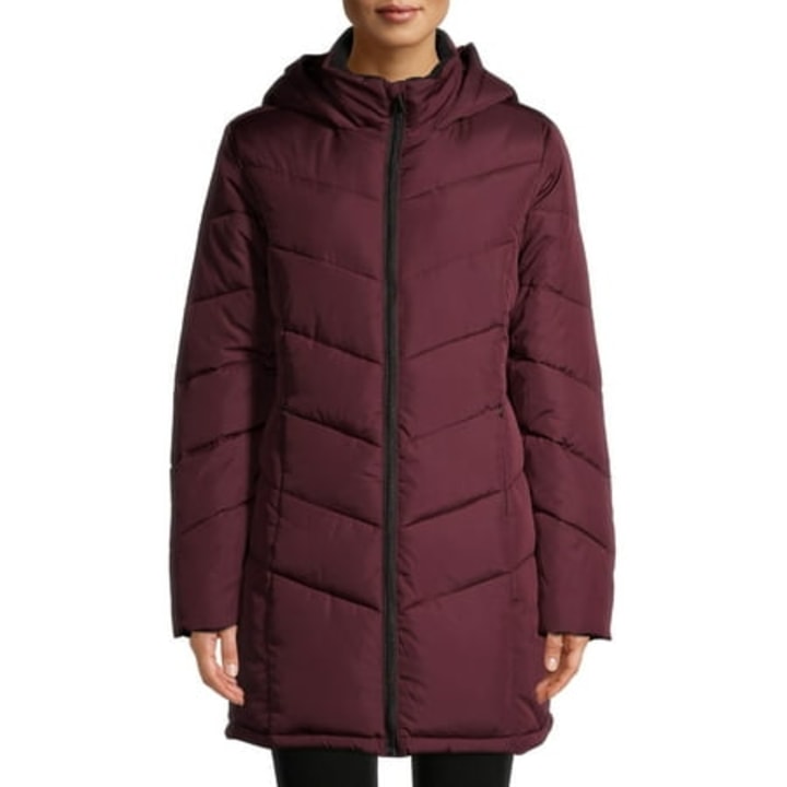 Big Chill Women's Chevron Quilted Puffer Jacket with Hood, Sizes S-XL