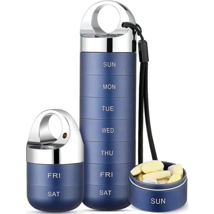 7-Day Pill Organizer Case Travel Holder Outdoor Water Bottle