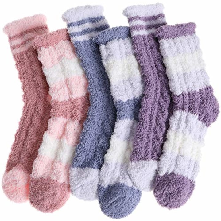 EBMORE Womens Fuzzy Socks Fluffy Cozy Comfy Warm Cabin Plush Fleece Sleep Soft