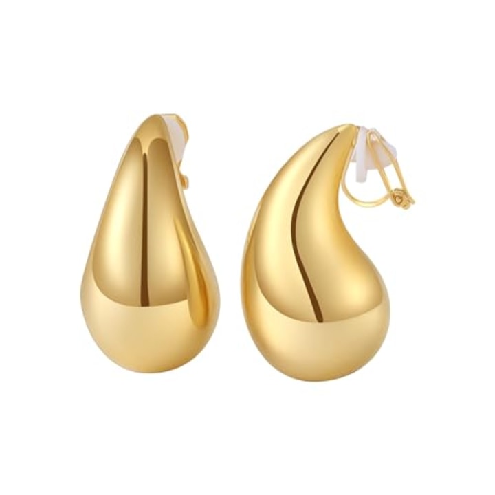 Gold Drop Clip On Earrings