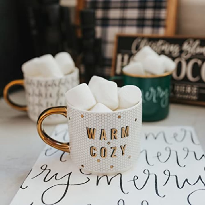 Honeycomb Tile Coffee Mugs | Novelty Coffee Mug with Gold Handle