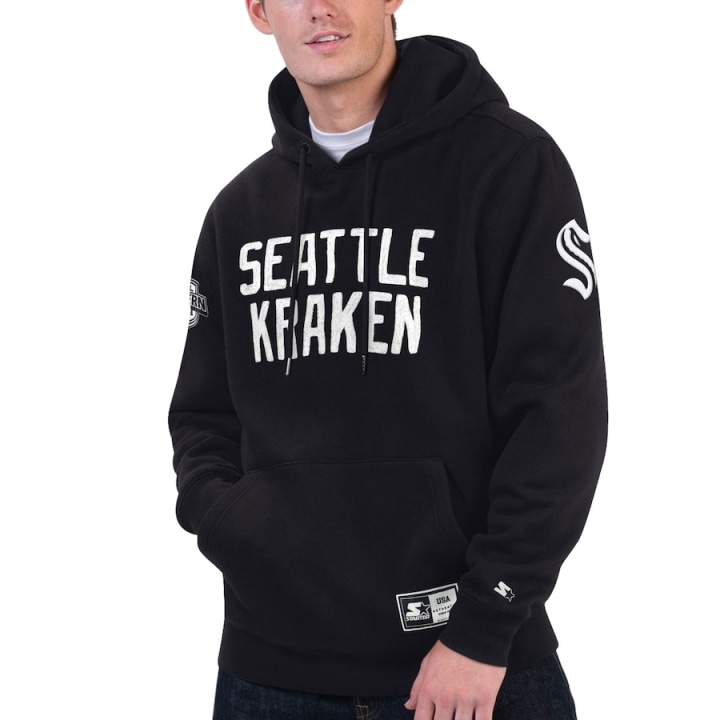 Seattle Kraken Starter x NHL Black Ice Black Pullover Hoodie