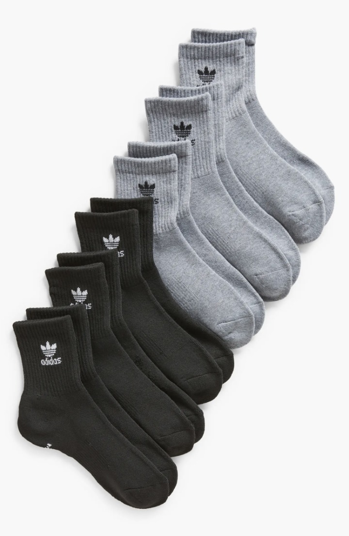 Assorted 6-Pack Trefoil Quarter Crew Socks