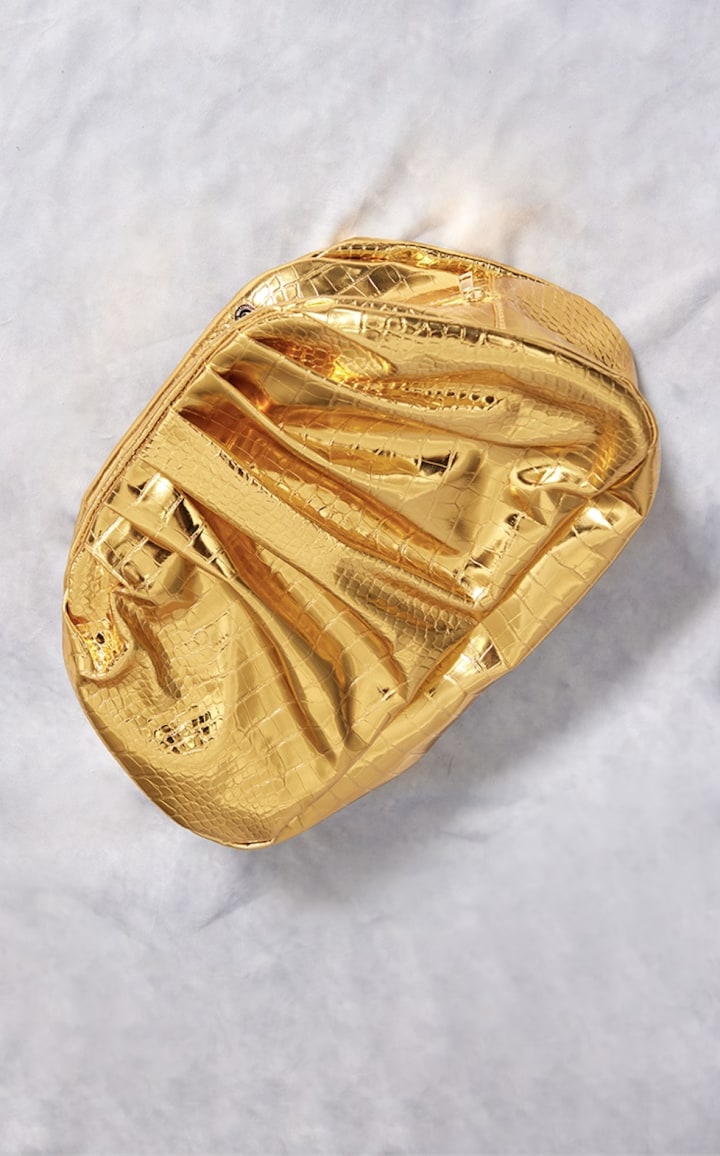 Gold Metallic Slouchy Clutch