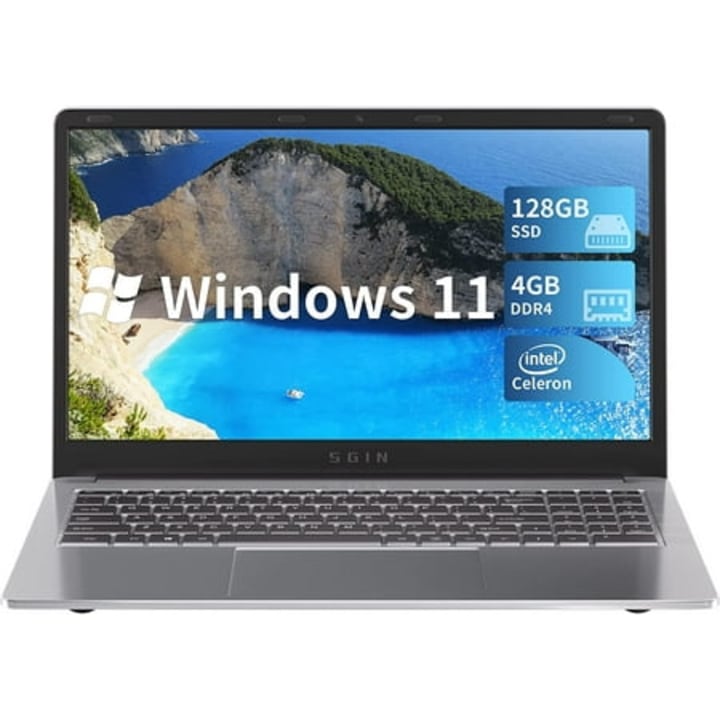 15.6inch Laptop 4GB DDR4 128GB SSD Windows 11 with 4 Core Intel Celeron