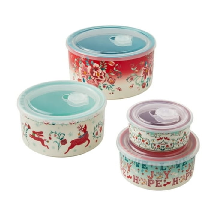 The Pioneer Woman Merry Meadows 8-Piece Ceramic Bake & Store Nesting Bowls Set
