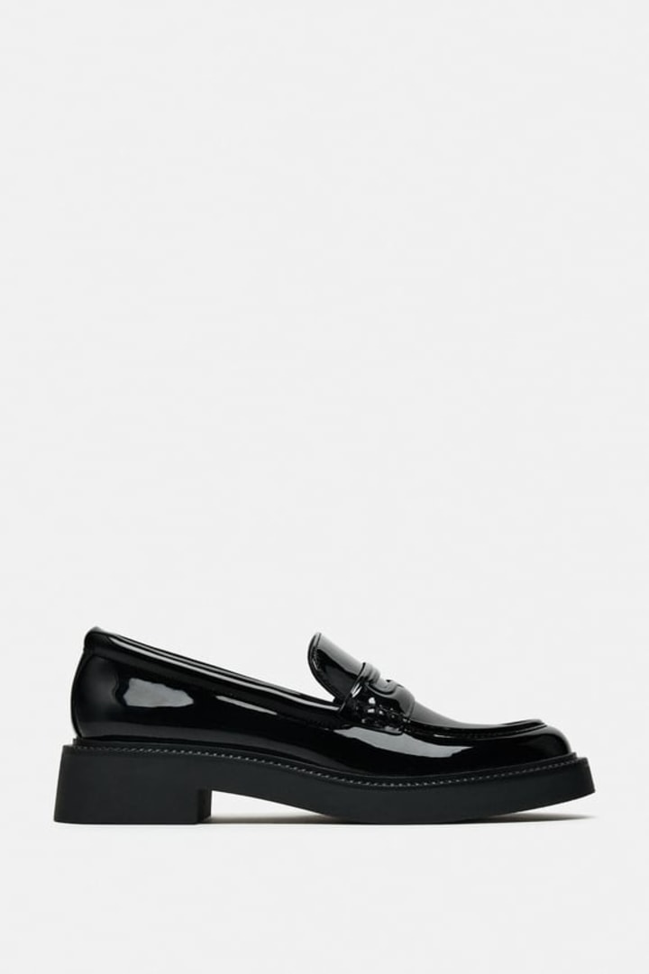 Faux Patent Leather Penny Loafers