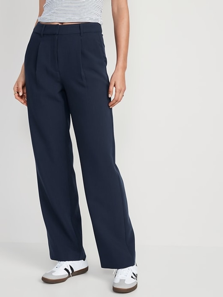 Extra High-Waisted Pleated Taylor Wide-Leg Trouser