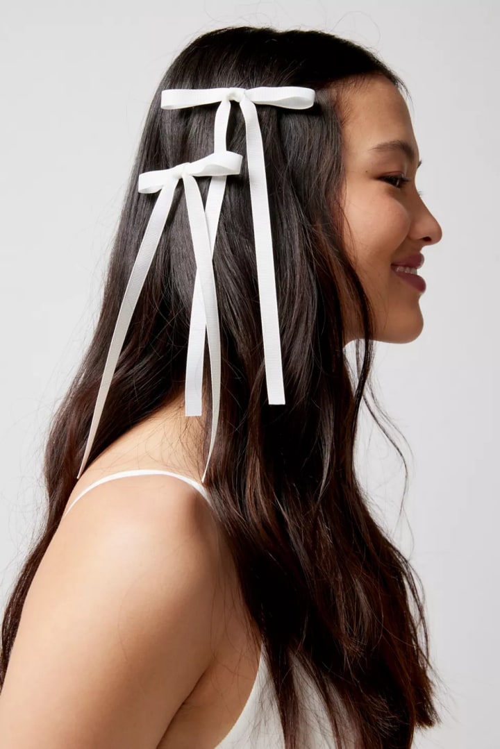 Ribbon Hair Bow Barrettes (Set of 2)