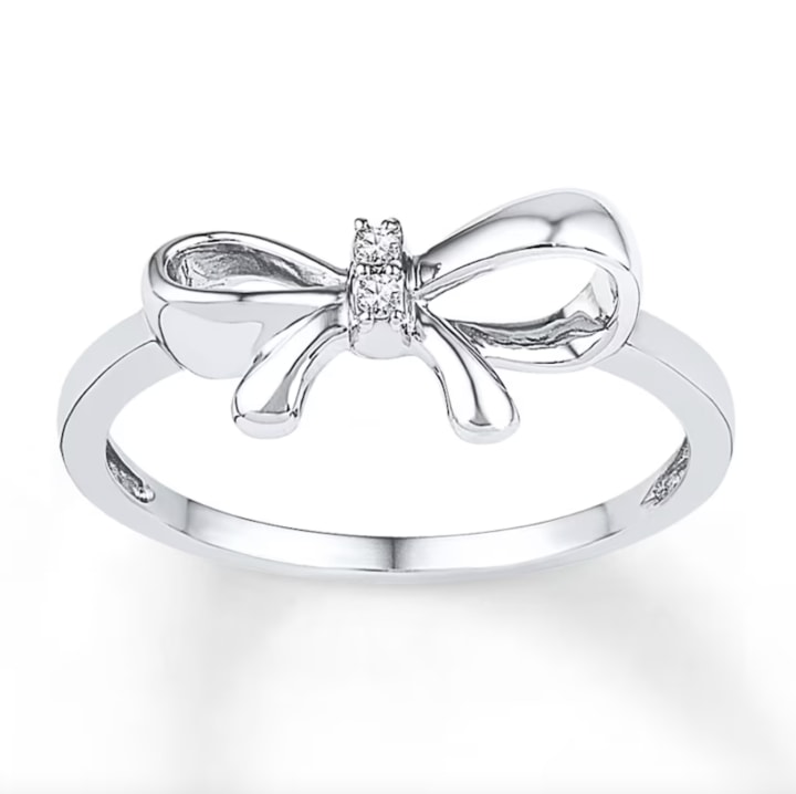 Diamond Accents Sterling Silver Bow Ring