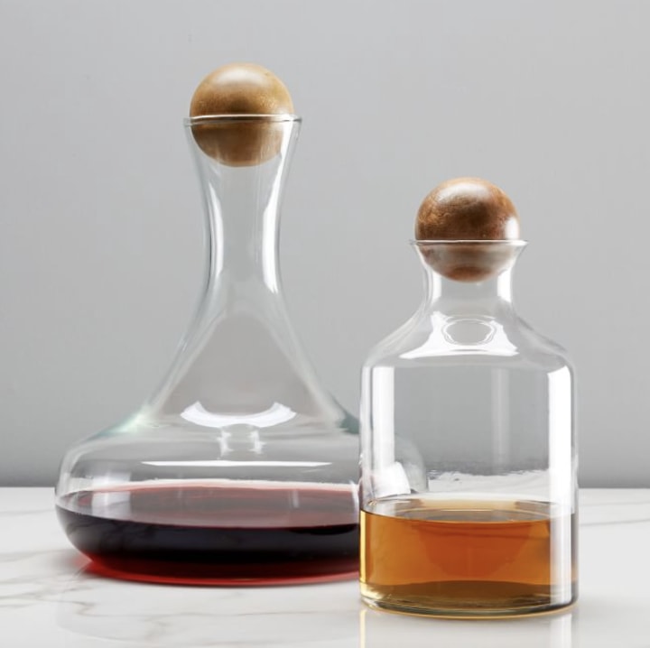 West Elm Glass Decanter with Wood
